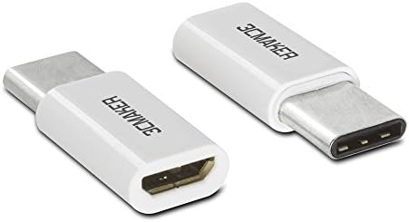(3CMaker) USB-C to Micro USB Adapter Type C Male to USB micro B Female Supported Type-C Devices-White