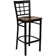 Flash Furniture XU-DG6R7BWIN-BAR-MAHW-GG Hercules Series Black Window Back Metal Restaurant Bar Stool with Mahogany Wood Seat