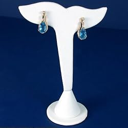 White Leather Leaf Earring Display Stand Showcase 5"