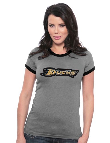 Majestic Threads NHL Anaheim Ducks Ringer Tee (Black, Large)