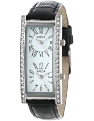 Breda Womens 2185_blk Black Nicola Dual Time Zone Classic faux leather Watch