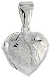 Sterling Silver Hand Engraved Heart Locket, 11/16 in. X 11/16 in.