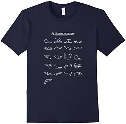 Men's 2016 F1 calendar race maps T shirt Medium Navy