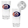 New York Mets 2pc Pint Ale Glass Set with Baseball Bottom - Oval Logo MLB Baseball