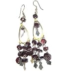 Garnet Earrings 08 Chandelier Goddess Red Drop Disc Crystal Stone 3.5