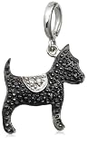 Sterling Silver Black and White Diamond Dog Charm