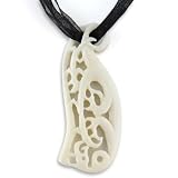 Hand Carved White Bone Organic Filigree Pendant
