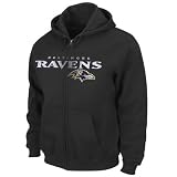 NFL Baltimore Ravens Touchbck III Full Zip Jacket Adult Long Sleeved Fullzip Hooded Fleece, Black, X-Large