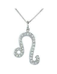 Sterling Silver Zodiac Sign Leo Pendant Necklace, " The Lion " Astrological Sign ( Jul 23 - Aug 22 ), 1 in. (25mm) tall
