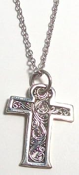 Sara Blaine Fine .925 Sterling Silver Filigree Cross Pendant With 18