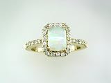 14K .95 CT Opal & Diamond Ring
