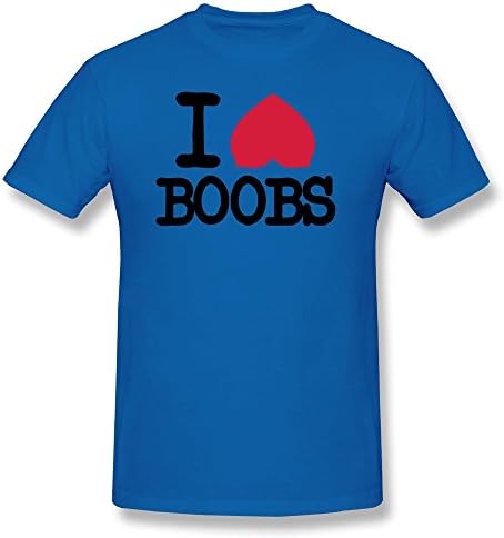 PTCY Men's Design T-shirts Fashion Love Boobs S RoyalBlue