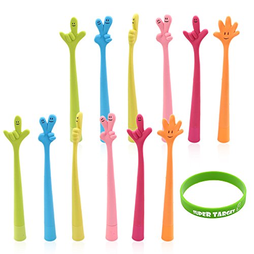 Super Funny Free Bending Hand Sign Ballpoint Pen / Student Gift Pen, 12pcs/lot