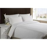 Double Super Soft Luxury 200TC Sateen Stripe Duvet set in White