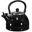 Calypso Basics 2.2 Quarrt Whistling Teakettle with Glass Lid, Black