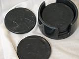 Stunning Black Marble Coaster Set of 6 Coasters Felted Bottom
