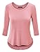 CTC Womens Round Neck 3/4 Sleeve Baseball Style Tee with Rounded Hemline