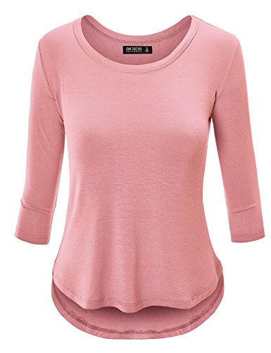 CTC Womens Round Neck 3/4 Sleeve Baseball Style Tee with Rounded Hemline