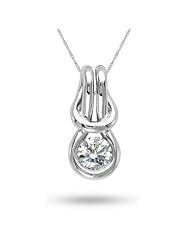 Love Knot, 14K White Gold Diamond Knot Pendant, 1/6 ctw.