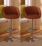 IMAGE OF Set Of 2 Brown & Chrome Finish Air Lift Adjustable Bar Stools