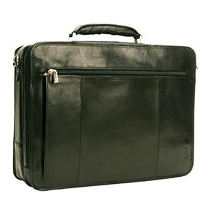 Black Tony Perotti Ultimo Double-Pocket Zip Around Laptop Briefcase