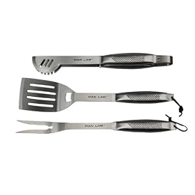 Buy Man Law 3-Piece Stainless Steel BBQ Tool Set, Silver now!