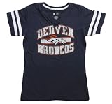 NFL Denver Broncos Go For Two II Split Neck Women’s Short Sleeve T-Shirt, Athletic Navy/White