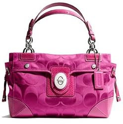 Coach Signature Peyton Sateen Carryall Satchel Bag Purse Tote