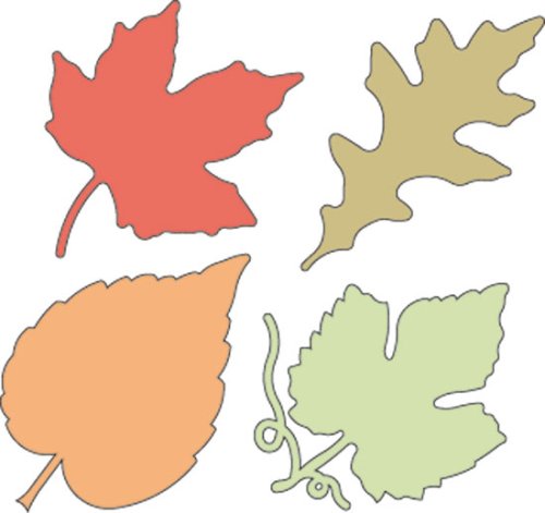 Cuttlebug 2-Inch-by-2-Inch Dies (Set of 4), Fall Leaves