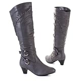 Damen Schuhe, Stiefel, 609, Synthetik in hochwertiger Leder Optik, Grau, Gr 37