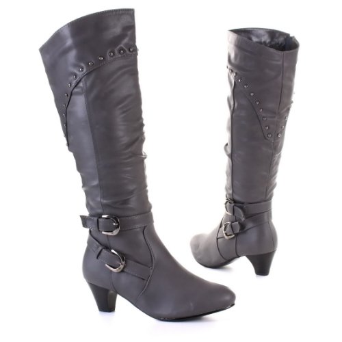Damen Schuhe, Stiefel, 609, Synthetik in hochwertiger Leder Optik, Grau, Gr 37