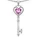 Candygem 14k Gold Key to my Heart Love Key Pendant with Created Pink Sapphire...