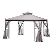 sunjoy 10 x 12 Monterey Gazebo with Netting,Gray with Black