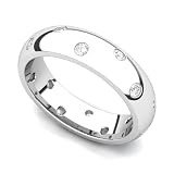 14k White Gold Bezel set Diamond Semi Eternity Wedding Band Ring (G-H/SI, 0.42 ct.)