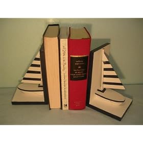 Hand Carved Wood Sailboat Bookends