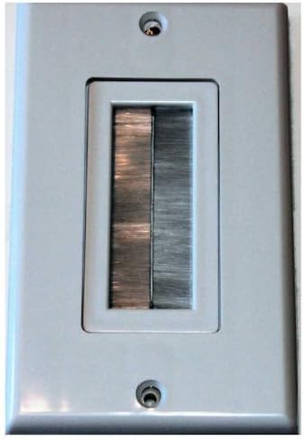 1-Gang Wall Plate Brush Style Opening Passthrough Low Voltage Cable Plate in-Wall Installation for Speaker Wires, Coaxial Cables, HDMI Cables, or Network/Phone Cables