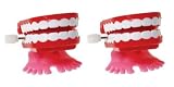 2-Chattering Chomping Wind Up TOY Walking Teeth