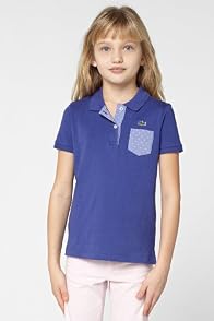 Girl's Short Sleeve Jersey Polo With Polka Dot Pocket