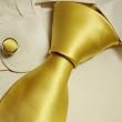 Gold solid ties for men plain gift for him accessories silk neckties cuff links set A1080