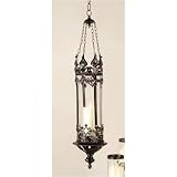 Metal & Glass Hanging Pillar Holder 43 Inches High