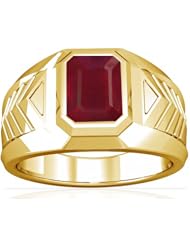 18K Yellow Gold Emerald Cut Ruby Solitaire Ring