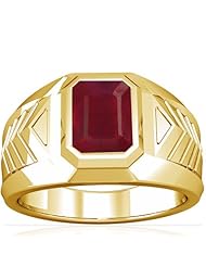14K Yellow Gold Emerald Cut Ruby Solitaire Ring