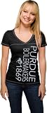 Purdue Boilermakers Women's White/Black Burnout Jersey V-neck T-Shirt