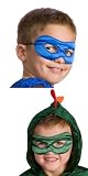 Little Adventures Reversible Superhero Mask Set of 2 for Boys-Red & Black, Blue & Green