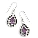 Pear Faceted Amethyst Gemstone Earrings Sterling title=