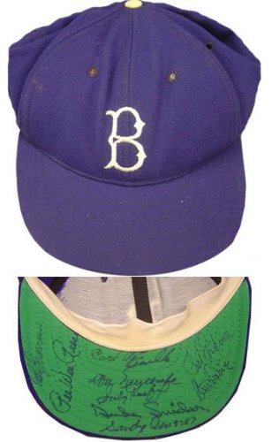 Autographed Brooklyn Dodgers Koufax, Reese, Furillo, Plus JSA Baseball Hat - Autographed MLB Helmets and Hats