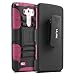 ULAK LG G3 Case, Dual Layer Holster Hybrid Protective Case with Kickstand Belt Swivel Clip Case for LG G3 (Hot Pink)
