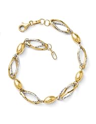 Leslies 14k Two-tone Polished and Diamond-cut Bracelet Length 7"