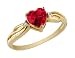 Jewelry : Created Ruby Gemstone and Diamond Ring in Yellow Gold