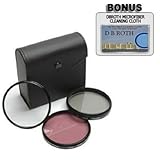 Zeikos Filter set for Sony Alpha DSLR-A200, DSLR-A300, DSLR-A350 - 55mm High Resolution 3-piece Filter Set (UV, Fluorescent, Polarizer) - Black
